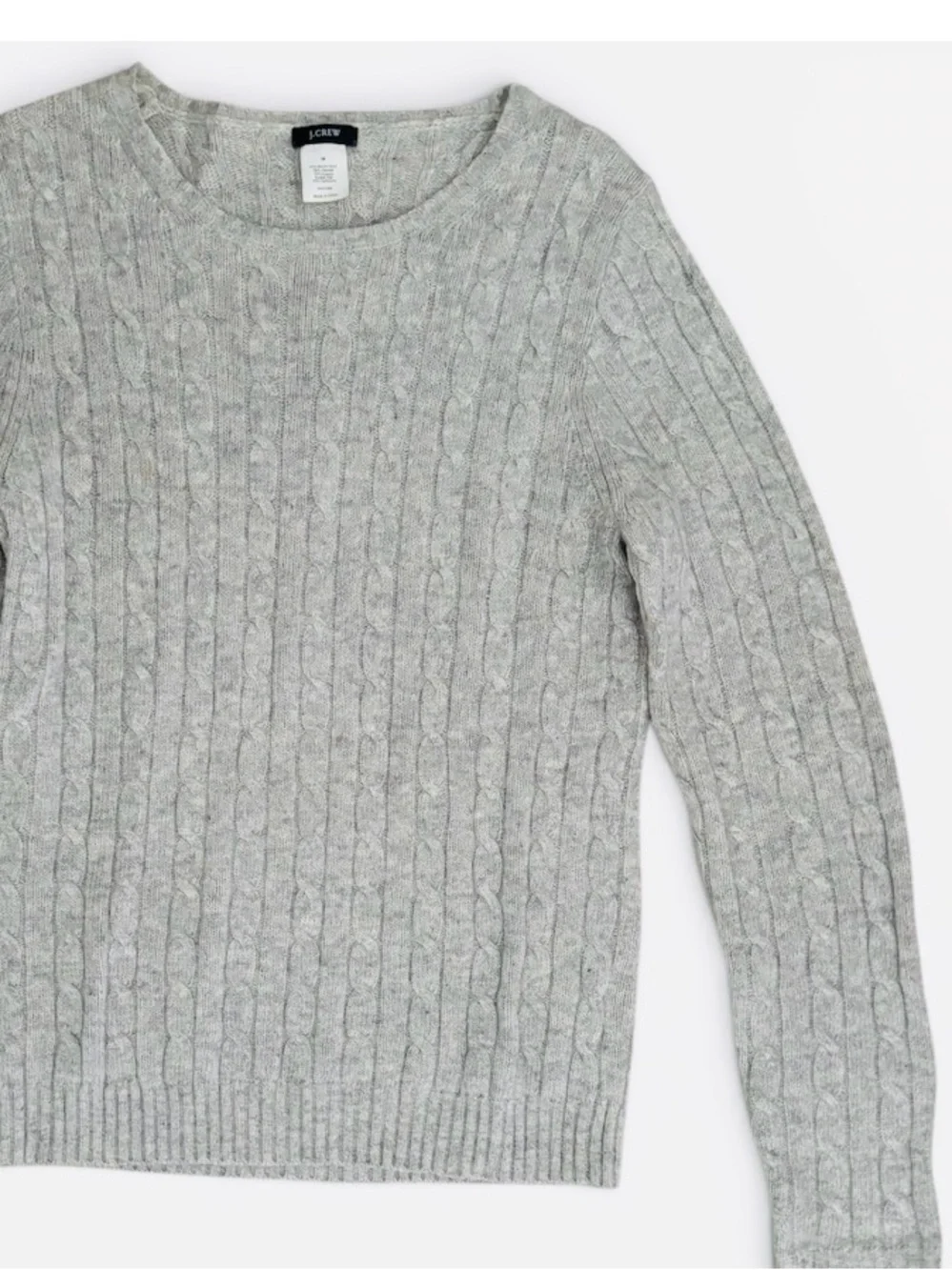 J. Crew Ribbed Cable Knit Wool Angora Cashmere Classic Luxury Sweater Size M